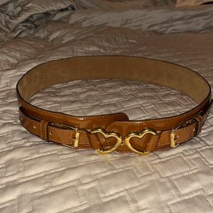 Moschino belt vintage brown belt with gold hardware hearts